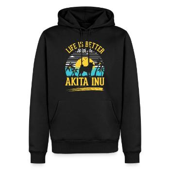 Das Leben ist besser mit einem Akita Inu - Männer Premium Bio Hoodie - Schwarz - Vorne - Nico (187cm)