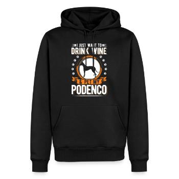 Podenco & Vin Lévrier Espagnol Ibiza Hound - Sweat à capuche Premium bio Homme - noir - Devant - Nico (187cm)