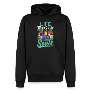 Cadeau de phoque Phoque Lion de mer - Sweat à capuche Premium bio Homme - noir - Devant - Nico (187cm)
