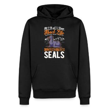 Robbe Seelöwe Seehund - Männer Premium Bio Hoodie - Schwarz - Vorne - Nico (187cm)