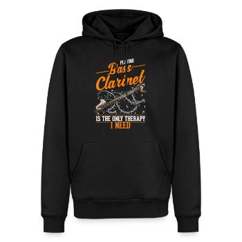 Clarinette basse Thérapie Clarinettiste basse - Sweat à capuche Premium bio Homme - noir - Devant - Nico (187cm)