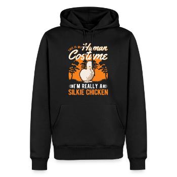 Poulet en soie Halloween Poulet Silkie - Sweat à capuche Premium bio Homme - noir - Devant - Nico (187cm)