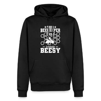 Papa apiculteur - Sweat à capuche Premium bio Homme - noir - Devant - Nico (187cm)