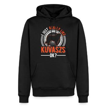 J’aime le Kuvasz simple - Sweat à capuche Premium bio Homme - noir - Devant - Nico (187cm)