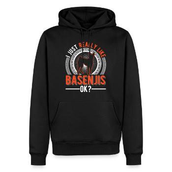 J’aime juste Basenjis - Sweat à capuche Premium bio Homme - noir - Devant - Nico (187cm)