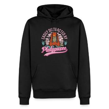Easily distracted by Platypuse's platypus - Men’s Premium Organic Hoodie - black - Front - Nico (187cm)