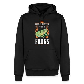 Das Leben ist besser mit Fröschen - Männer Premium Bio Hoodie - Schwarz - Vorne - Nico (187cm)
