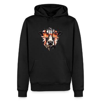 Kuh mit Sonnenbrille - Männer Premium Bio Hoodie - Schwarz - Vorne - Nico (187cm)