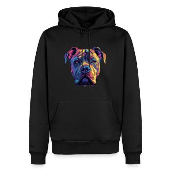 Cane Corso coloré Presa Canario - Sweat à capuche Premium bio Homme - noir - Devant - Nico (187cm)