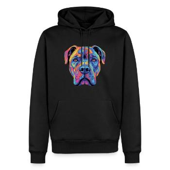 Cane Corso coloré Presa Canario - Sweat à capuche Premium bio Homme - noir - Devant - Nico (187cm)