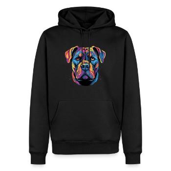 Cane Corso coloré Presa Canario - Sweat à capuche Premium bio Homme - noir - Devant - Nico (187cm)