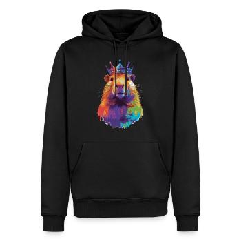 Capybara avec capybara couronne - Sweat à capuche Premium bio Homme - noir - Devant - Nico (187cm)