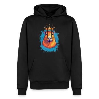 Capybara avec capybara couronne - Sweat à capuche Premium bio Homme - noir - Devant - Nico (187cm)