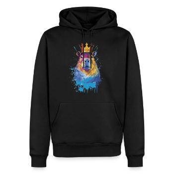 Capybara avec couronne capybara - Sweat à capuche Premium bio Homme - noir - Devant - Nico (187cm)