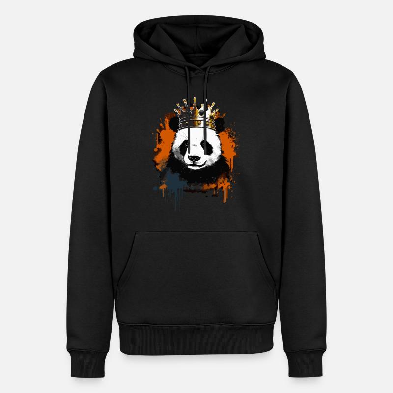 Panda avec couronne - Sweat à capuche Premium bio Homme - noir
