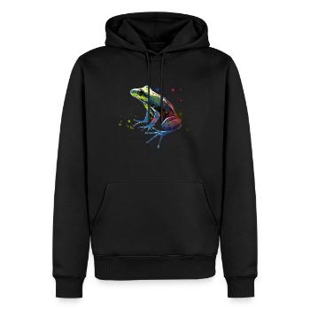 Grenouille colorée - Sweat à capuche Premium bio Homme - noir - Devant - Nico (187cm)