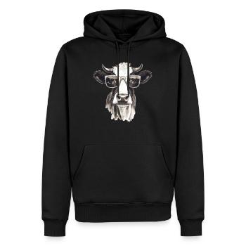 Kuh mit Sonnenbrille - Männer Premium Bio Hoodie - Schwarz - Vorne - Nico (187cm)