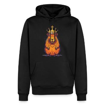 Capybara avec capybara couronne - Sweat à capuche Premium bio Homme - noir - Devant - Nico (187cm)