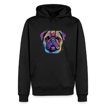 Mops Geschenk - Männer Premium Bio Hoodie - Schwarz - Vorne - Nico (187cm)