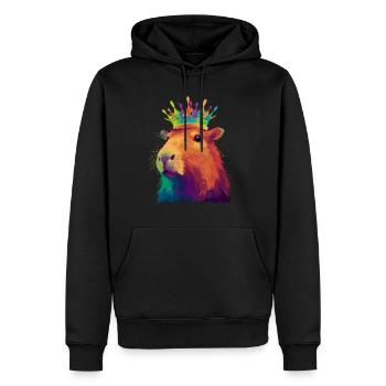 Capybara avec capybara couronne - Sweat à capuche Premium bio Homme - noir - Devant - Nico (187cm)