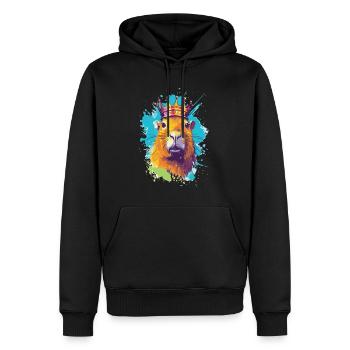 Capybara avec capybara couronne - Sweat à capuche Premium bio Homme - noir - Devant - Nico (187cm)