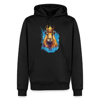 Capybara avec capybara couronne - Sweat à capuche Premium bio Homme - noir - Devant - Nico (187cm)