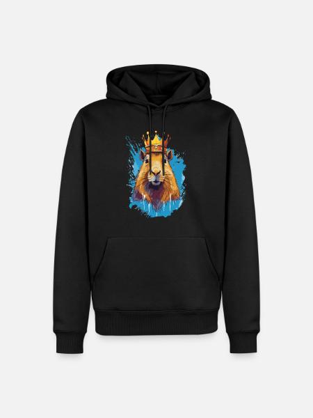 Capybara avec capybara couronne - Sweat à capuche Premium bio Homme - noir
