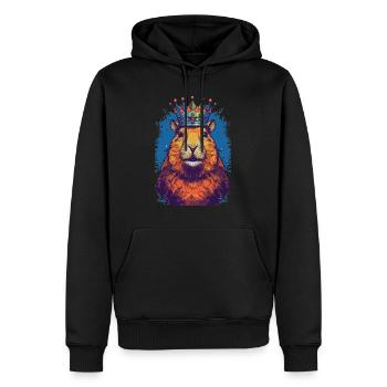 Capybara avec capybara couronne - Sweat à capuche Premium bio Homme - noir - Devant - Nico (187cm)