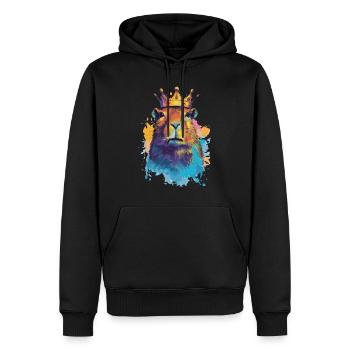 Capybara avec capybara couronne - Sweat à capuche Premium bio Homme - noir - Devant - Nico (187cm)