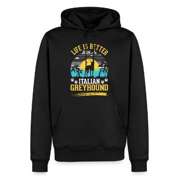 Cadeau de lévrier italien - Sweat à capuche Premium bio Homme - noir - Devant - Nico (187cm)