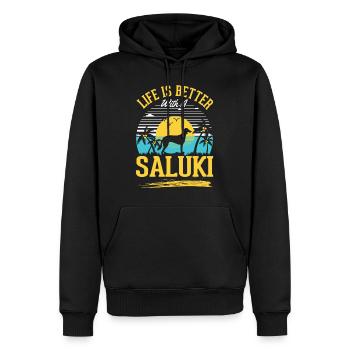 La vie est meilleure avec Salukis - Sweat à capuche Premium bio Homme - noir - Devant - Nico (187cm)