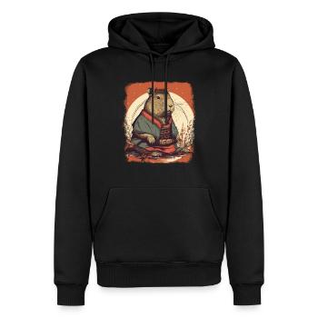 Capybara Samouraï Wasserschwein - Sweat à capuche Premium bio Homme - noir - Devant - Nico (187cm)
