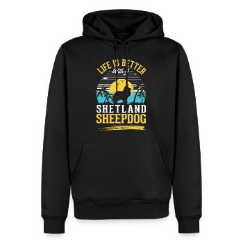 la vie est meilleure avec un chien de berger Shetland - Sweat à capuche Premium bio Homme - noir - Devant - Nico (187cm)