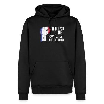 Fierté française Drapeau français cultivé - Sweat à capuche Premium bio Homme - noir - Devant - Nico (187cm)