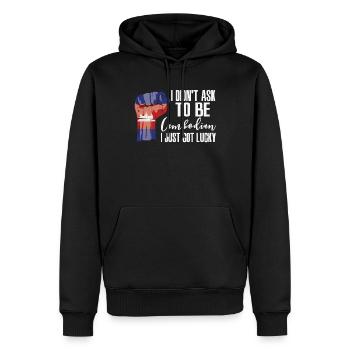 Fierté cambodgienne Drapeau cambodgien - Sweat à capuche Premium bio Homme - noir - Devant - Nico (187cm)