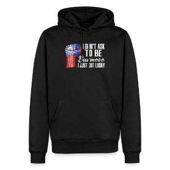 Fierté birmane cultivée drapeau birman - Sweat à capuche Premium bio Homme - noir - Devant - Nico (187cm)