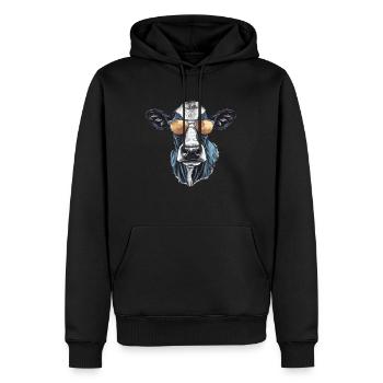 Kuh mit Sonnenbrille - Männer Premium Bio Hoodie - Schwarz - Vorne - Nico (187cm)