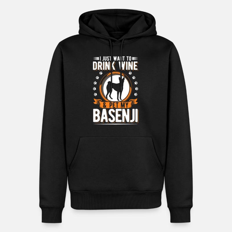 Basenji et vin - Sweat à capuche Premium bio Homme - noir