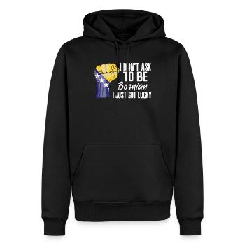Bosnischer Stolz Bosnische Flagge Gewachsen - Männer Premium Bio Hoodie - Schwarz - Vorne - Nico (187cm)