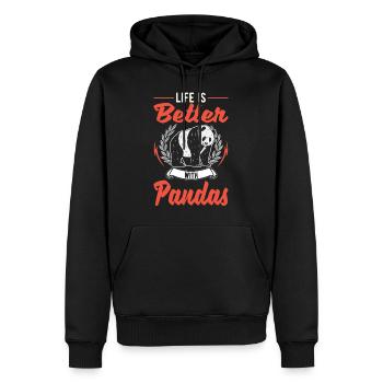 Life is better with pandas - Men’s Premium Organic Hoodie - black - Front - Nico (187cm)