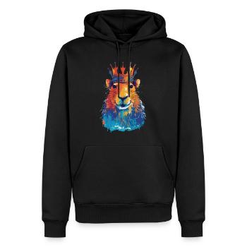 Capybara avec capybara couronne - Sweat à capuche Premium bio Homme - noir - Devant - Nico (187cm)