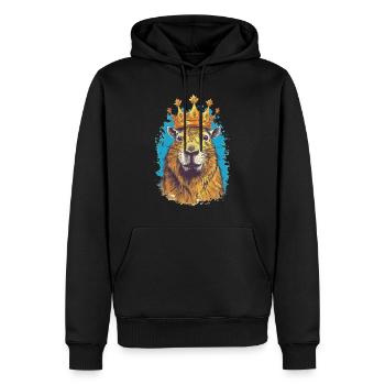 Capybara avec capybara couronne - Sweat à capuche Premium bio Homme - noir - Devant - Nico (187cm)