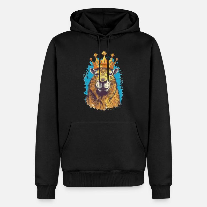 Capybara avec capybara couronne - Sweat à capuche Premium bio Homme - noir