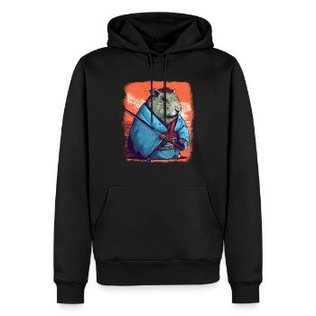 Capybara Samurai Wasserschwein - Men’s Premium Organic Hoodie - black - Front - Nico (187cm)