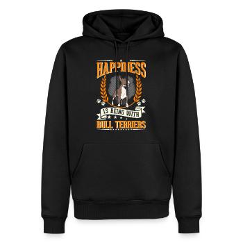 Happiness is being with Bull Terriers Bull Terrier - Men’s Premium Organic Hoodie - black - Front - Nico (187cm)