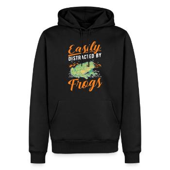 Easily distracted by Frogs Frosch - Männer Premium Bio Hoodie - Schwarz - Vorne - Nico (187cm)