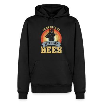 Ich wäre lieber bei meinen Bienen - Männer Premium Bio Hoodie - Schwarz - Vorne - Nico (187cm)