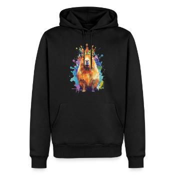 Capybara avec capybara couronne - Sweat à capuche Premium bio Homme - noir - Devant - Nico (187cm)