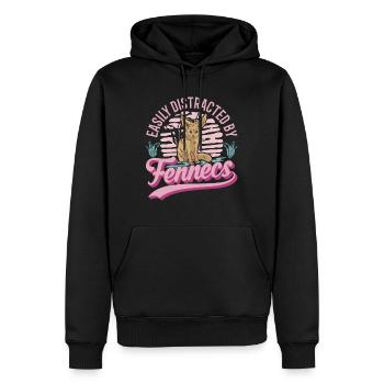 Easily distracted by Fennecs Fennek Wüstenfuchs - Männer Premium Bio Hoodie - Schwarz - Vorne - Nico (187cm)