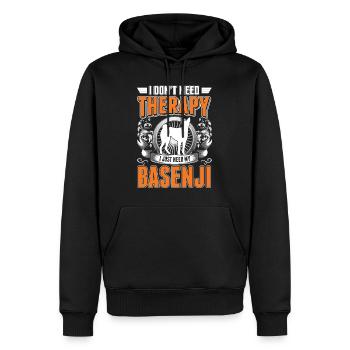 Thérapie Basenji - Sweat à capuche Premium bio Homme - noir - Devant - Nico (187cm)